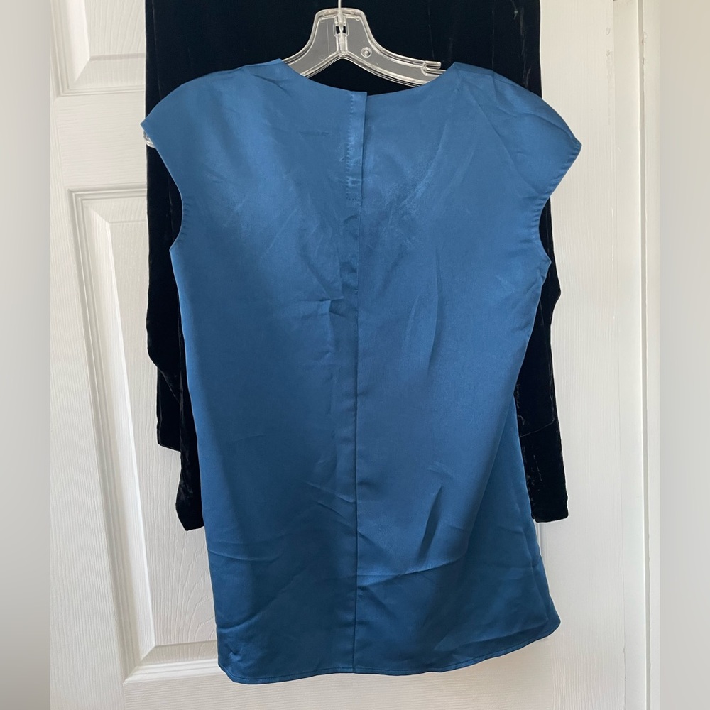 Boss Jewel Toned Sapphire Blue Satin Blouse - Picture 8 of 16